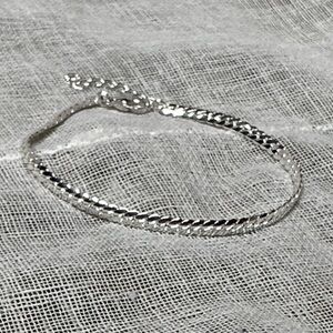 Flat Link Chain Flexible Bracelet Silver Tone 7.5" + 2" extend for Wear NWOT